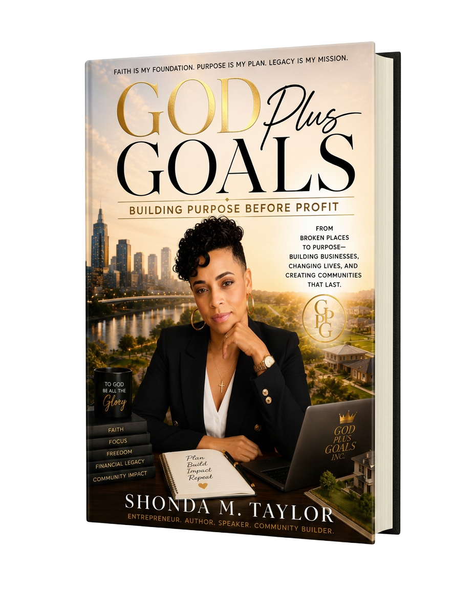 God Plus Goals: Building Purpose Before Profit by Shonda M. Taylor — hardcover book mockup