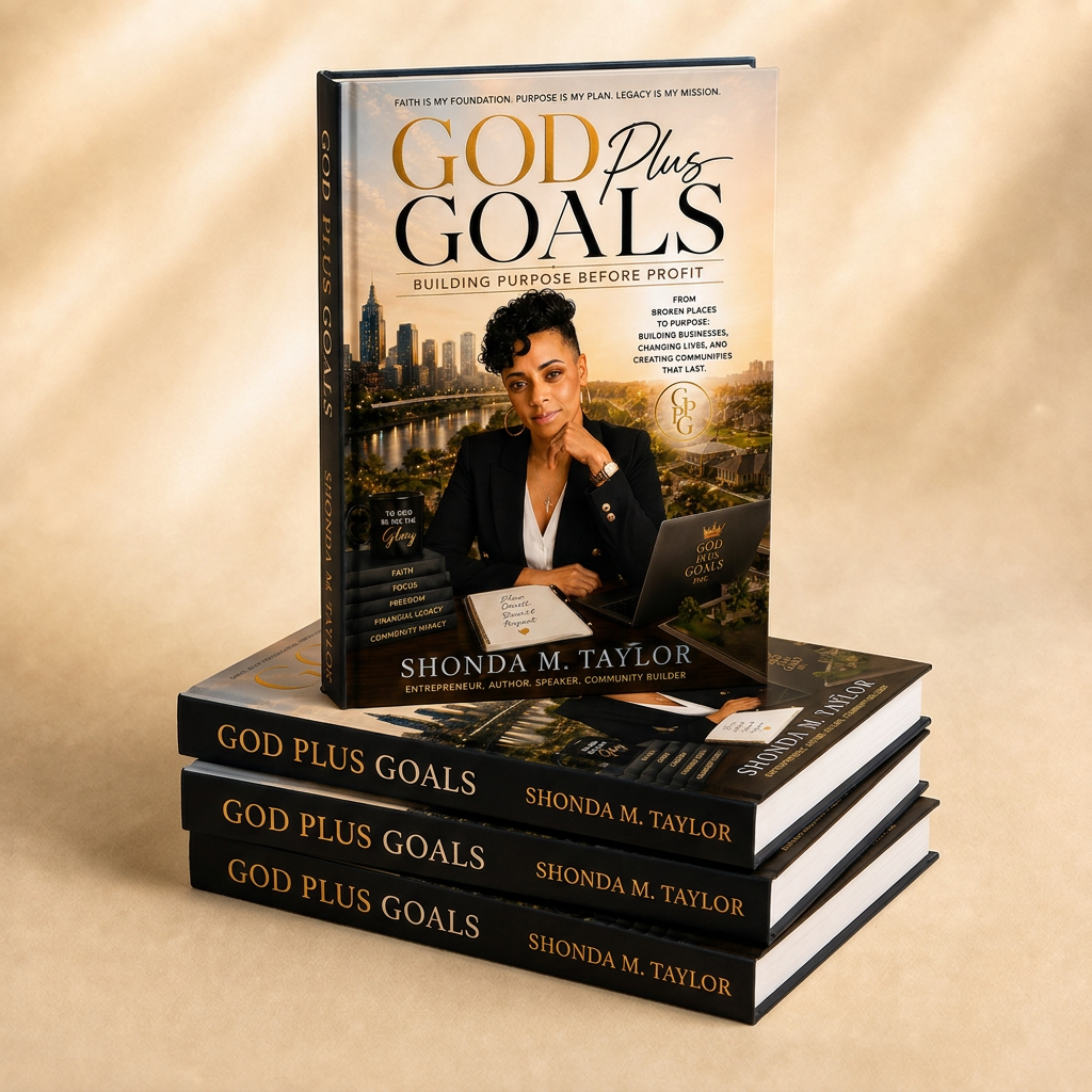 God Plus Goals hardcover book alongside the God Plus Goals Companion Guide workbook